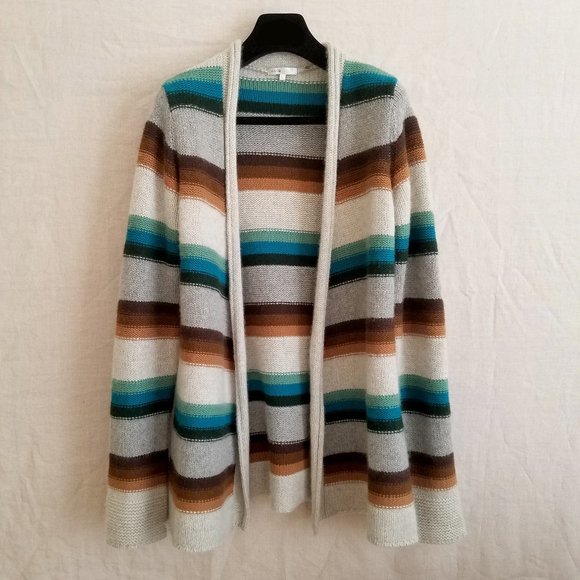Vince Striped 8ply Cashmere Cardigan 
